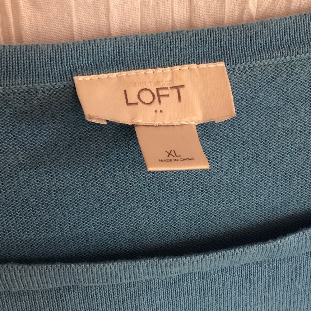 LOFT lot 3 size XL work career wear sweaters beige w/lace blue & pink cardigans - Picture 10 of 15
